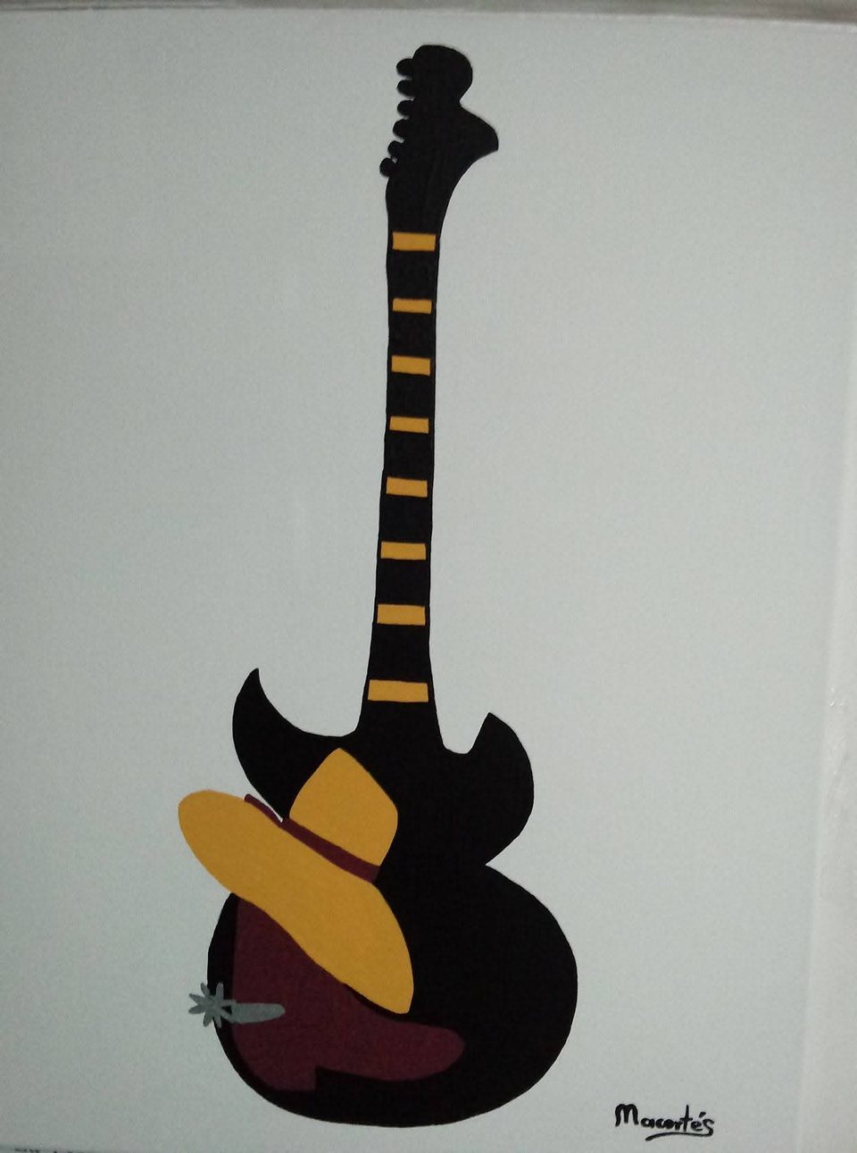 Cowboy Guitar — acrílico sobre lienzo, 18 × 24 in