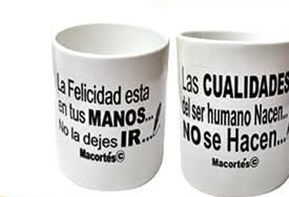 Taza con frases — cerámica, 11 oz